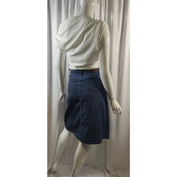 ABS Button Knee Length Denim Skirt, Indigo Denim, Sz: 30, 64-55 - Picture 6 of 16
